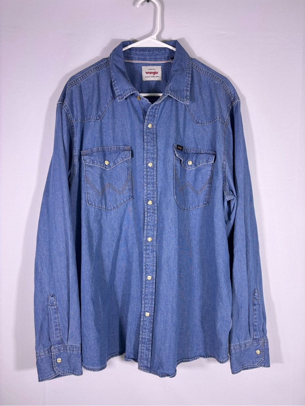 Wrangler Western Denim Pearl Snap Shirt Men’s Large